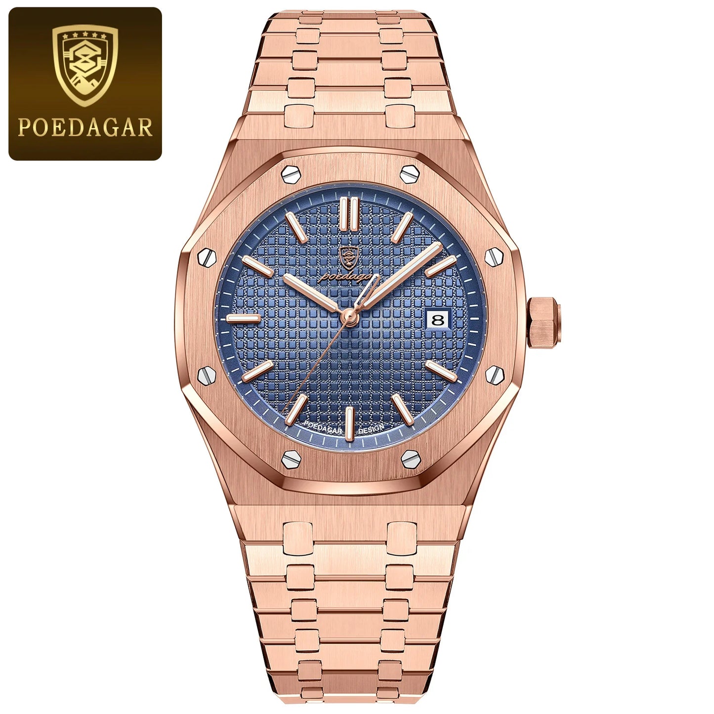 POEDAGAR Luxury Business Man Wristwatch Waterproof Luminous Date Men Watch Stainless Steel Fashion Quartz Watches for Men Reloj