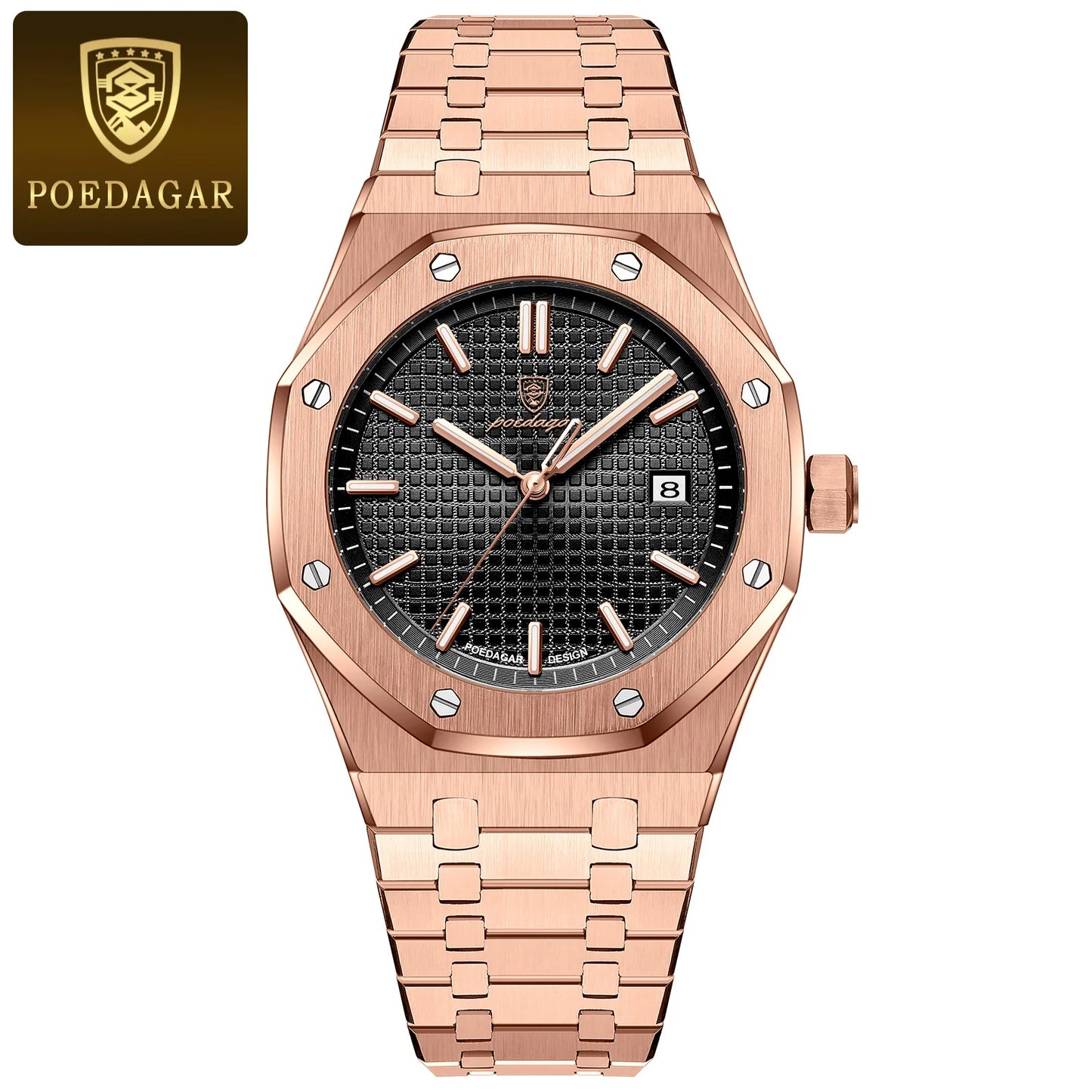 POEDAGAR Luxury Business Man Wristwatch Waterproof Luminous Date Men Watch Stainless Steel Fashion Quartz Watches for Men Reloj