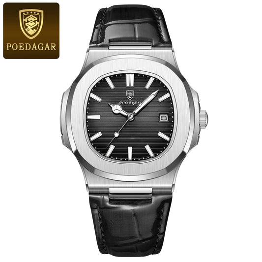 Top Luxury Man Watch Date Waterproof Luminous Leather Watches for Men High Quality Square Men'S Quartz Wristwatch Reloj